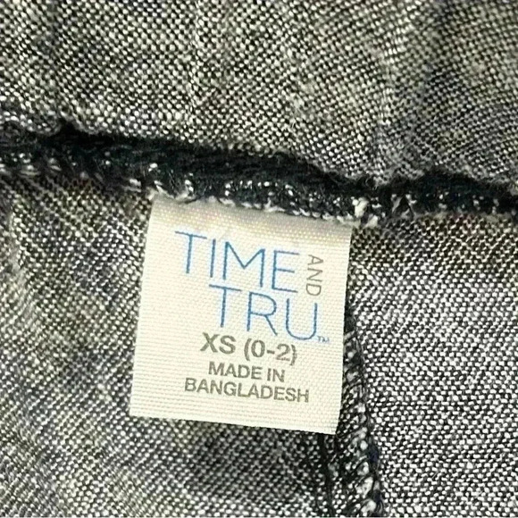 Time & Tru Wide Leg Pants Size XS 0/2 Linen Blend Blue Denim Color Smocked Waist - Picture 9 of 11